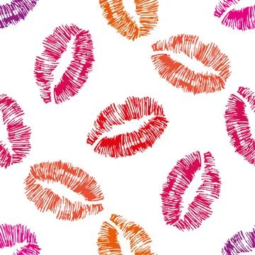 Vector seamless background. lips prints Stock Illustration