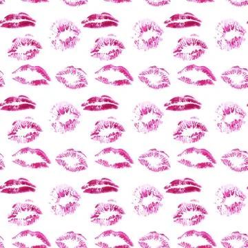 Vector seamless background, lips prints Stock Illustration