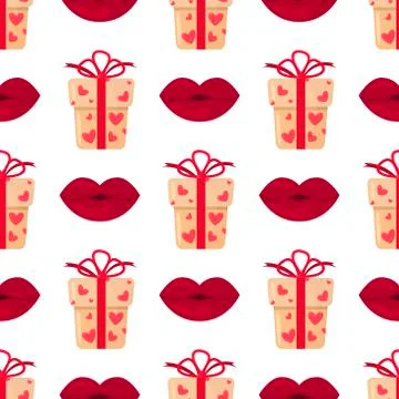 Vector seamless background lips prints Stock Illustration