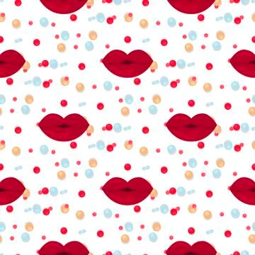 Vector seamless background lips prints Stock Illustration