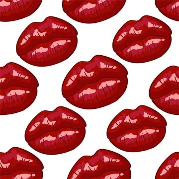 Vector seamless background. lips prints Stock Illustration