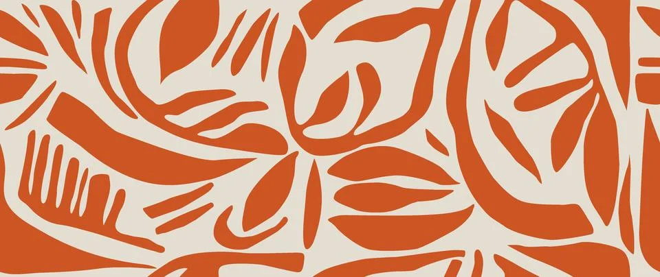 Vector seamless background. Minimalistic abstract floral pattern. Modern red Stock Illustration