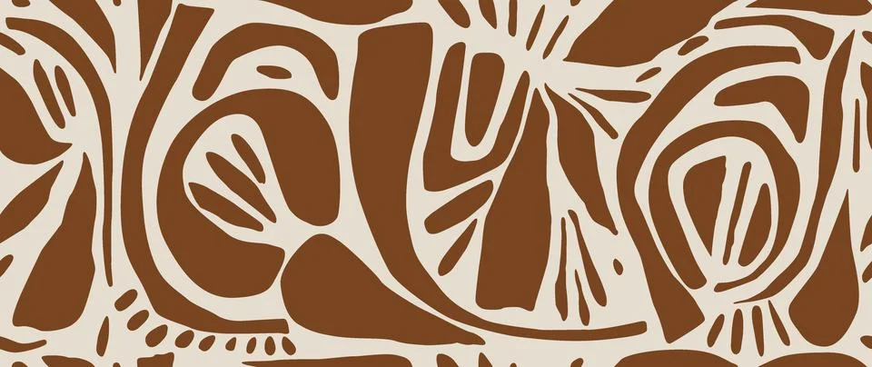 Vector seamless background. Minimalistic abstract floral pattern. Modern brown Stock Illustration