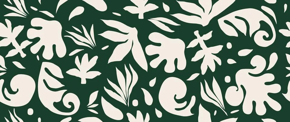 Vector seamless background. Minimalistic abstract floral pattern. Modern white Stock Illustration