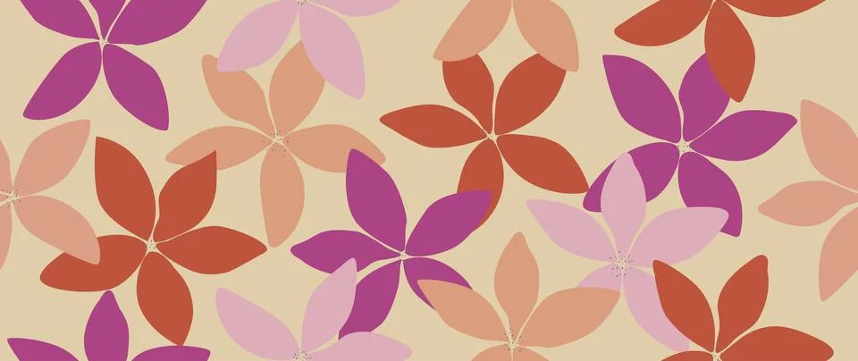 Vector seamless background. Minimalistic abstract exotic flowers. Modern Illustrazione stock