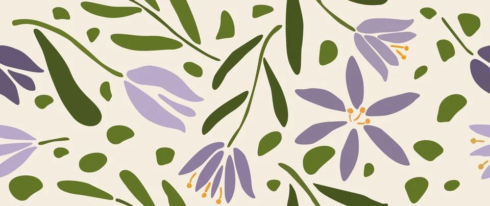 Vector seamless background. Minimalistic abstract floral pattern. Print of 库存插图