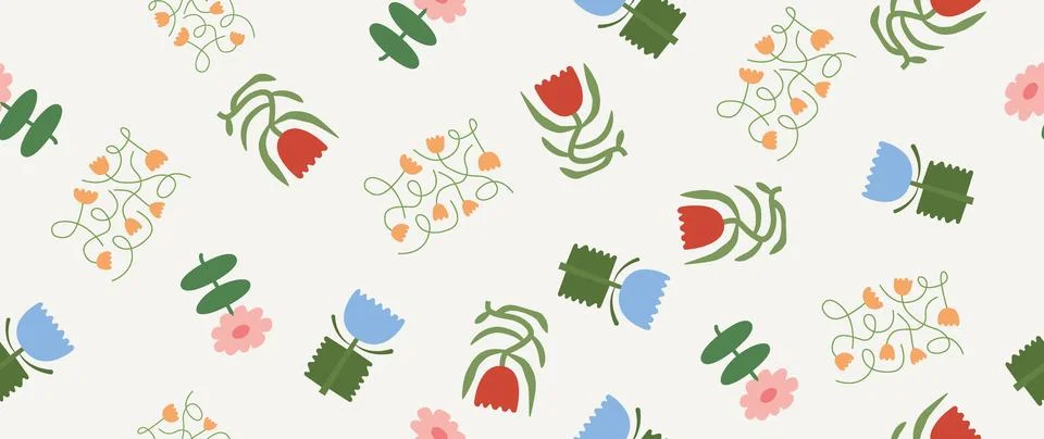 Vector seamless background. Minimalistic abstract floral pattern. Modern print イラスト素材