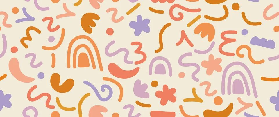 Vector seamless background. Minimalistic abstract pattern. Modern colorful cute 库存插图