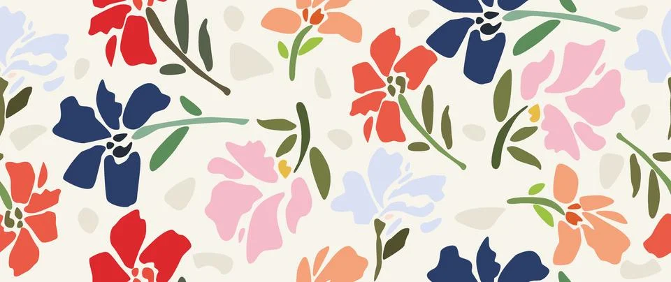 Vector seamless background. Minimalistic abstract floral pattern. Multicolored 库存插图