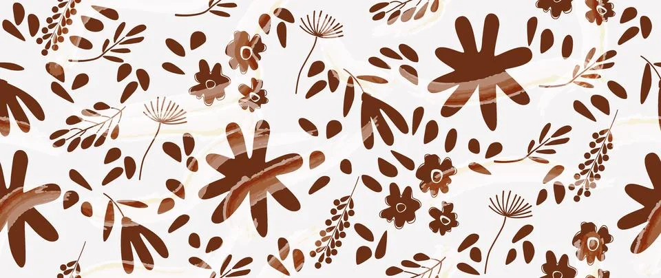 Vector seamless background. Minimalistic abstract floral pattern. Modern brown Stock Illustration