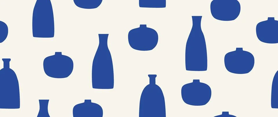 Vector seamless background. Minimalistic abstract pattern of vintage vases... 스톡 일러스트