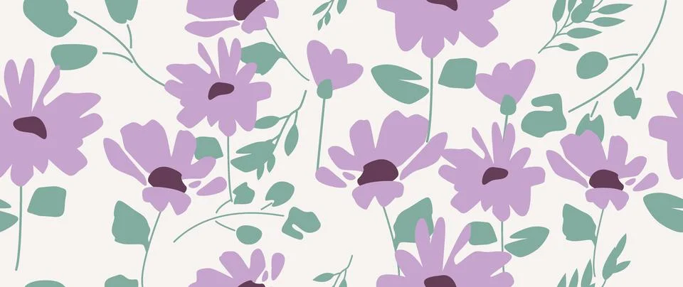 Vector seamless background. Minimalistic abstract floral pattern. Modern print Stock Illustration