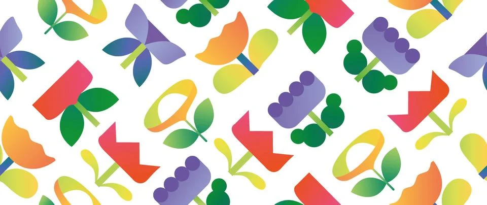 Vector seamless background. Minimalistic abstract floral pattern. Modern color Stock Illustration