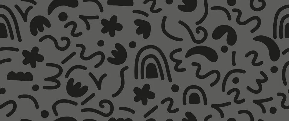 Vector seamless background. Minimalistic abstract leaf pattern. Modern black Illustrazione stock