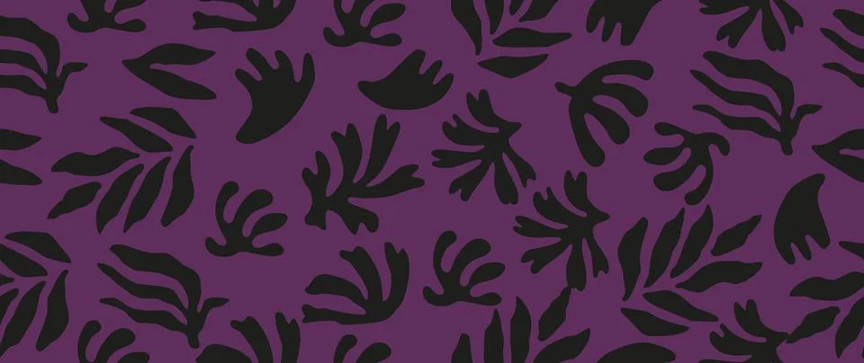 Vector seamless background. Minimalistic abstract leaf pattern. Modern black Stock Illustration