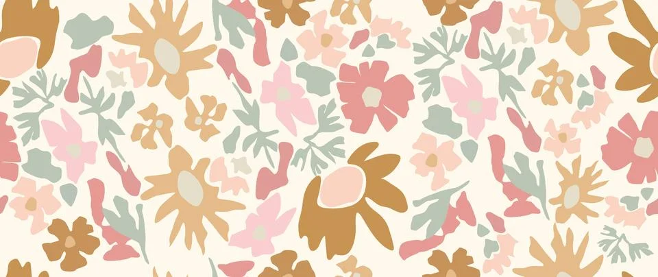 Vector seamless background. Minimalistic abstract floral pattern. Modern Stock Illustration