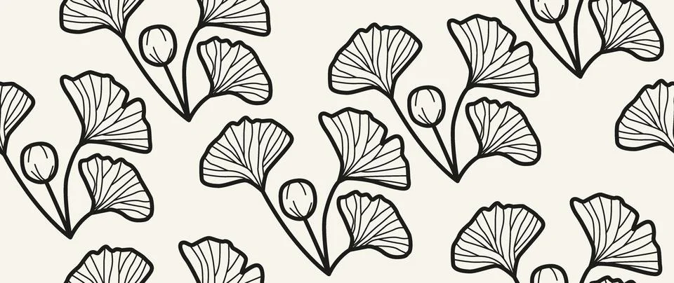 Vector seamless background. Minimalistic abstract leaf pattern. Modern print 库存插图