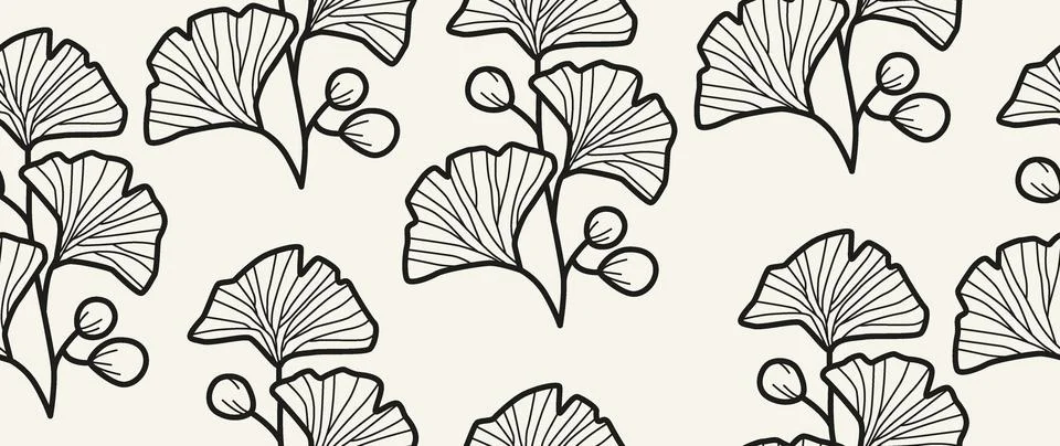 Vector seamless background. Minimalistic abstract leaf pattern. Modern print Stock Illustration
