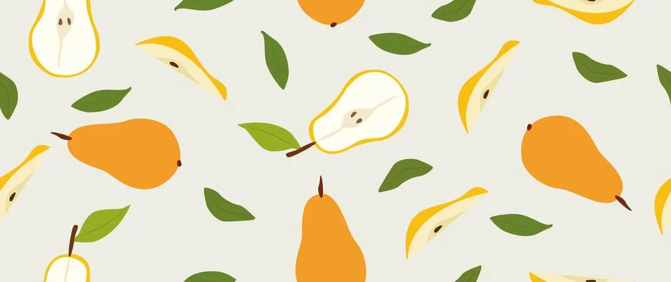 Vector seamless background. Minimalistic abstract fruit pattern. Modern pear Stockillustratie