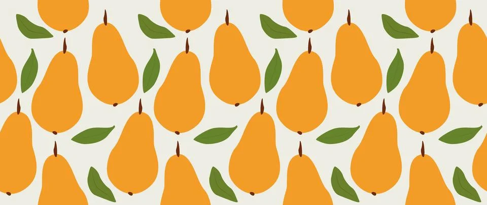 Vector seamless background. Minimalistic abstract fruit pattern. Modern pear Stock Illustration