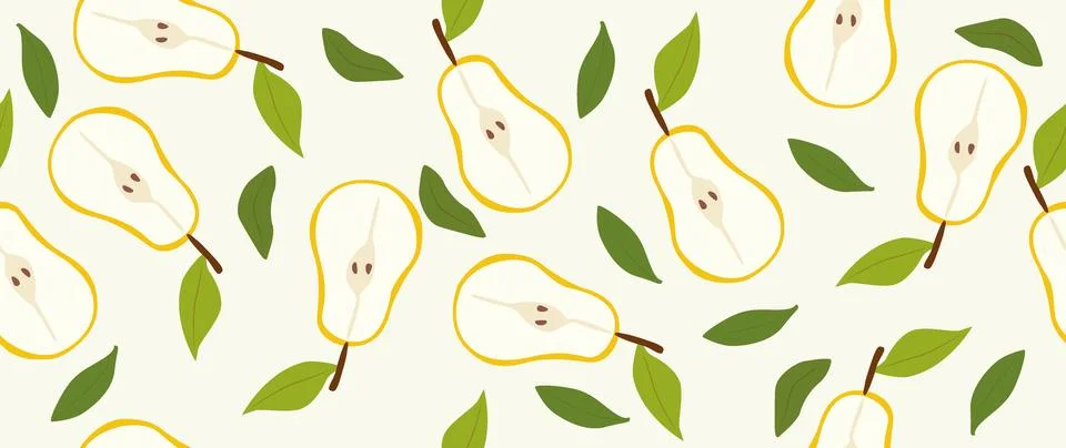 Vector seamless background. Minimalistic abstract fruit pattern. Modern pear イラスト素材
