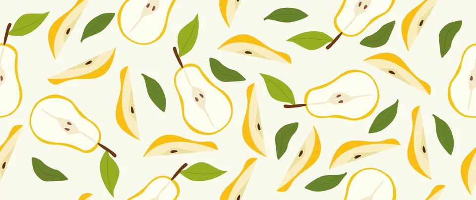 Vector seamless background. Minimalistic abstract fruit pattern. Modern pear Stock Illustration