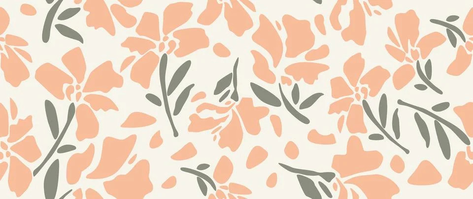 Vector seamless background. Minimalistic abstract floral pattern. Modern pr.. 库存插图