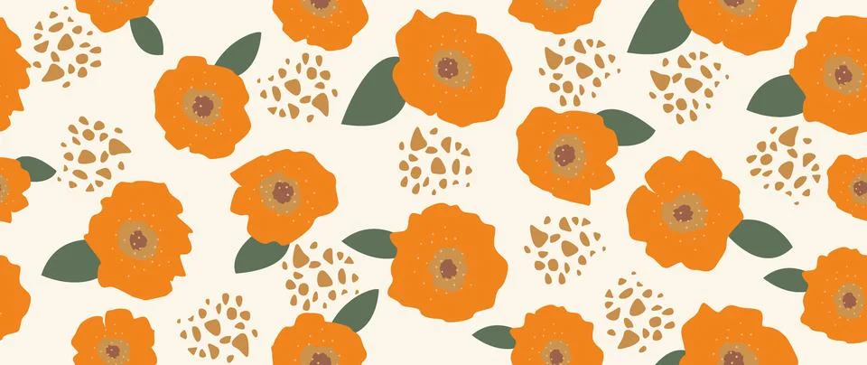Vector seamless background. Minimalistic abstract floral pattern. Modern pr.. Stock Illustration