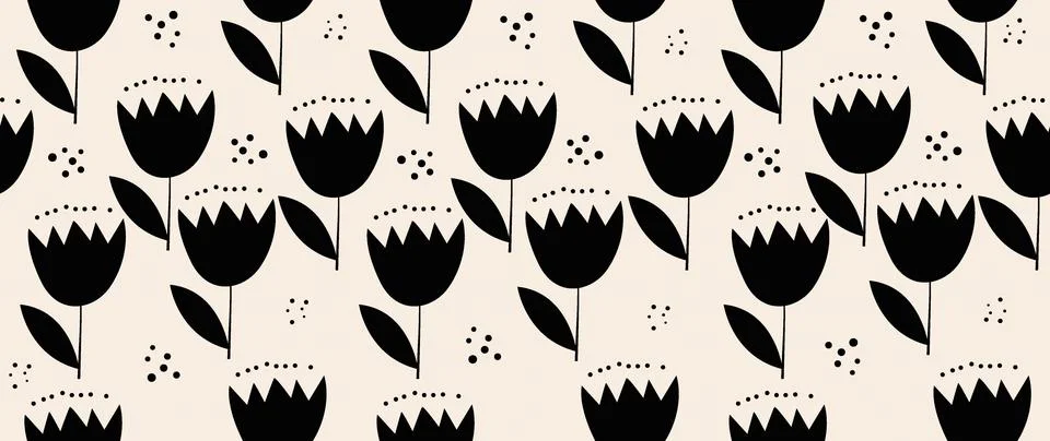 Vector seamless background. Minimalistic abstract floral pattern. Modern print Stock Illustration