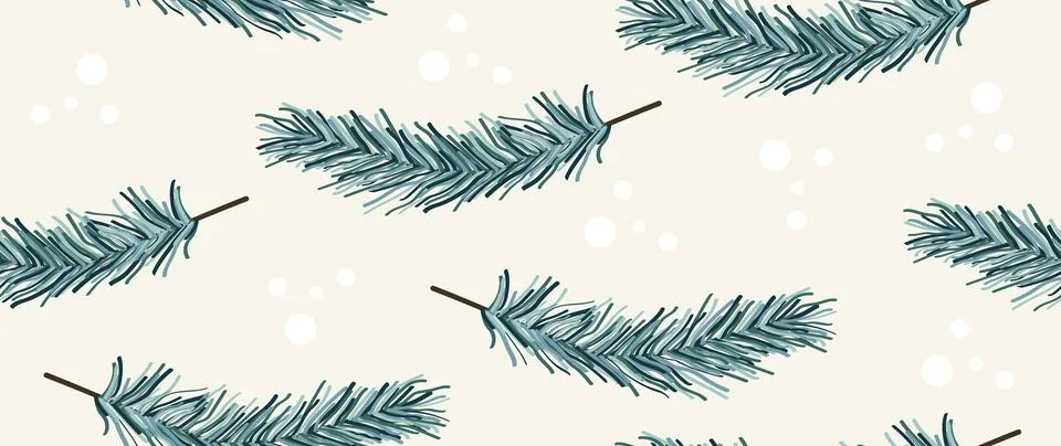 Vector seamless background. Minimalistic pattern. Modern print of pine branches イラスト素材