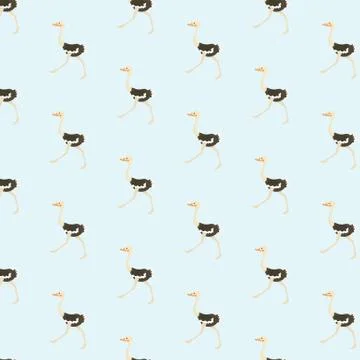 Vector seamless background of ostriches. Stock Illustration