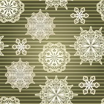 Vector seamless background with paper cut snowflakes Illustrazione stock