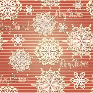 Vector seamless background with paper cut snowflakes Stock Illustration