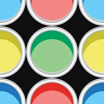Vector seamless background pattern of colorful paint cans Stock Illustration
