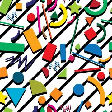 Vector seamless  background pattern, hipster style with chaotic geometric s.. Stock Illustration