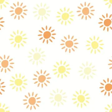 Vector seamless background pattern with sun symbols Stock Illustration