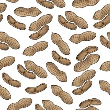 Vector seamless background of peanuts - food pattern for print Illustrazione stock