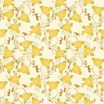 Vector seamless background with peony floral pattern Stock Illustration