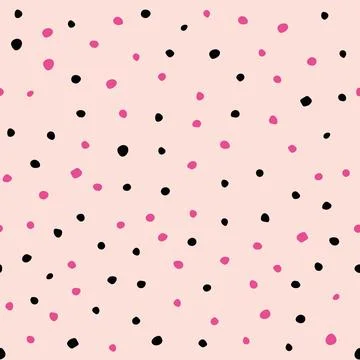 Vector seamless background with pink and black dots Stock Illustration