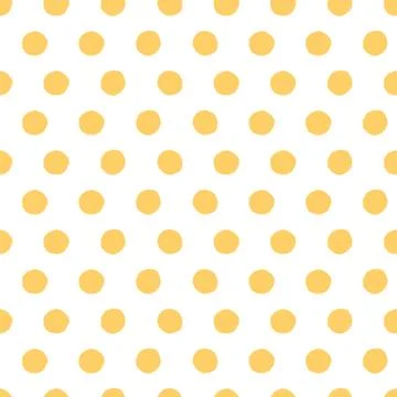 Vector seamless background with polka dot ornament made in summer yellow colo Stock Illustration