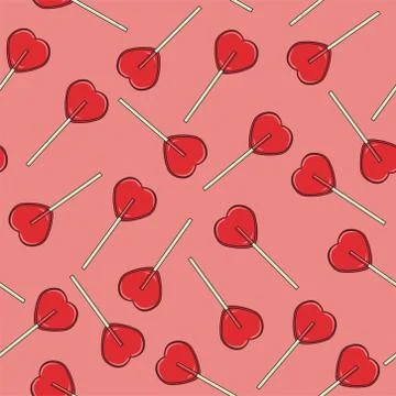 Vector seamless background with red lollipop candies Stock Illustration