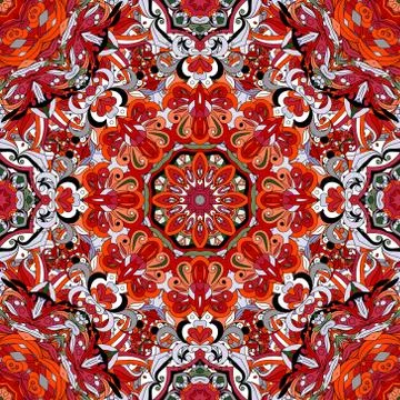 Vector seamless background with a round ornament. Oriental floral pattern Stockillustratie