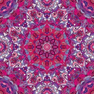 Vector seamless background with a round ornament. Oriental floral pattern 스톡 일러스트