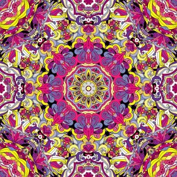 Vector seamless background with a round ornament. Oriental floral pattern Illustrazione stock