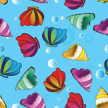 Vector seamless background with sea shells Illustrazione stock