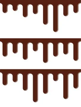 Vector seamless background set of melting chocolate streams Stock Illustration