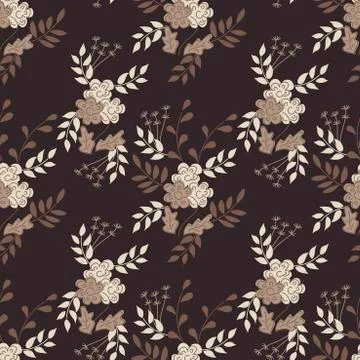 Vector Seamless background of small bouquets of simple flowers Stock Illustration