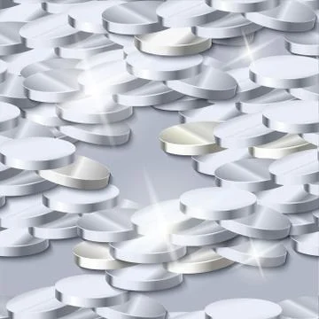 Vector seamless background with solid feet depicted silver coins. Stock Illustration