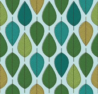 Vector seamless background with spring colored leaves Stock Illustration