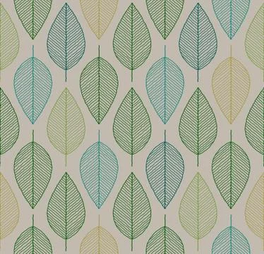 Vector seamless background with spring colored leaves Stock Illustration